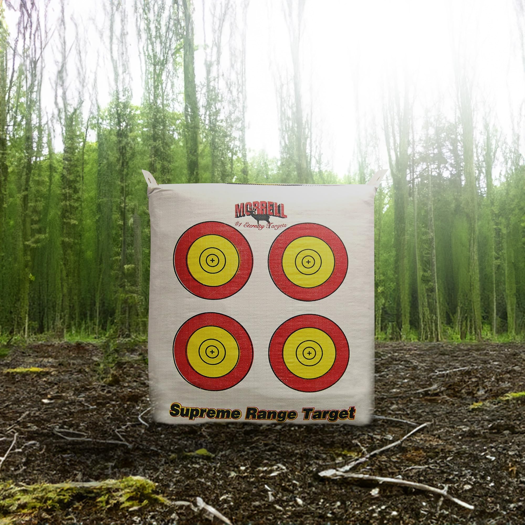 Morrell 4 Pack Weatheprroof Supreme Range Adult Field Point Archery Bag Target with NASP Scoring Rings, Nucleus Center, and IFS Technology, White