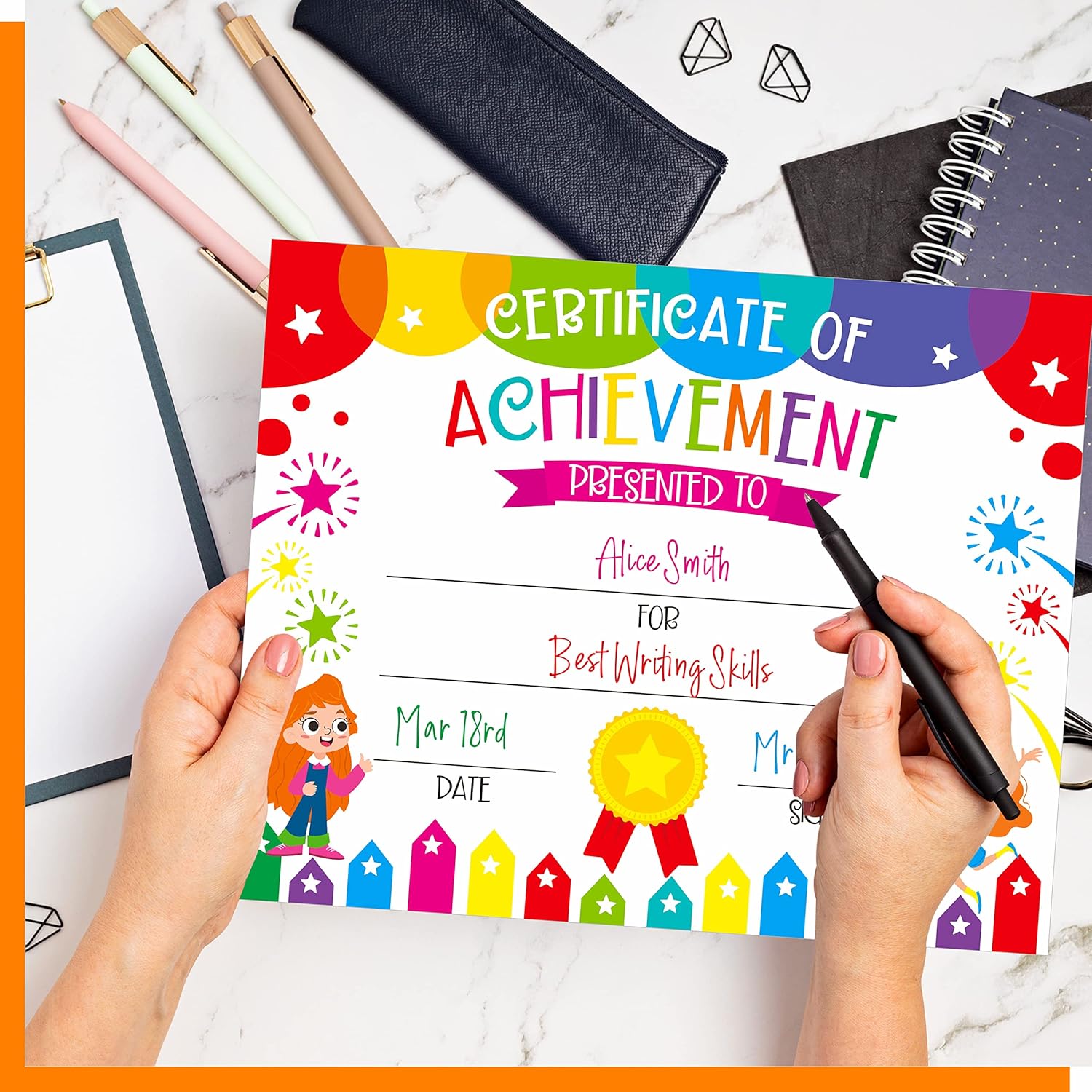 Regine Switzerland 40 PCS Preschool Diplomas - Colorful Achievement Certificates for Kids