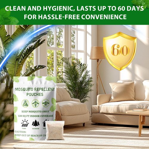 Furiseng Natural Mosquito Repellent - 60-Day DEET-Free Protection | 8 Pack for Indoor & Outdoor Use