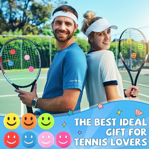 Jexine 35 Pcs Tennis Vibration Dampener Silicone Racket Dampener Cute Tennis Supplies Racket for Gift (Smile)