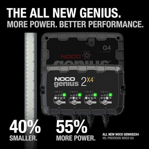 NOCO GENIUS2X4 Smart Battery Charger - 8A 4-Bank 6V/12V Maintainer & Desulfator with Overcharge Protection
