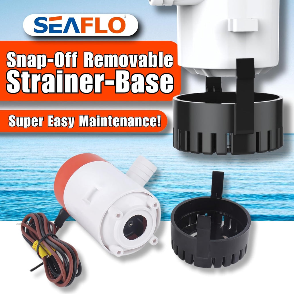 SEAFLO 01 Series 350 GPH Bilge Pump - 12V Marine Submersible Pump with Anti-Airlock Protection | 4-Year Warranty