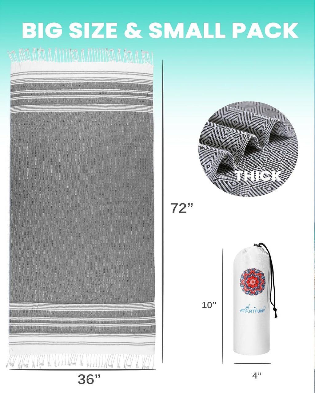 Turkish Beach Towel - Quick Dry & Sand Free | Perfect Gift for Dad, Husband & Grandpa