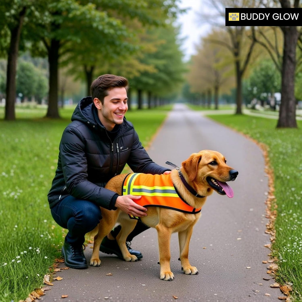 Skiennix Reflective Dog Vest - Hi-Visibility Blaze Orange Safety Vest, Adjustable & Lightweight for Outdoor Use | Water Resistant (Medium)