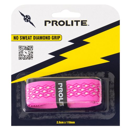 No-Sweat Diamond Grip for Pickleball Paddles, Tennis, Racquetball (Neon Pink w/White Underlay, 1-Pack)
