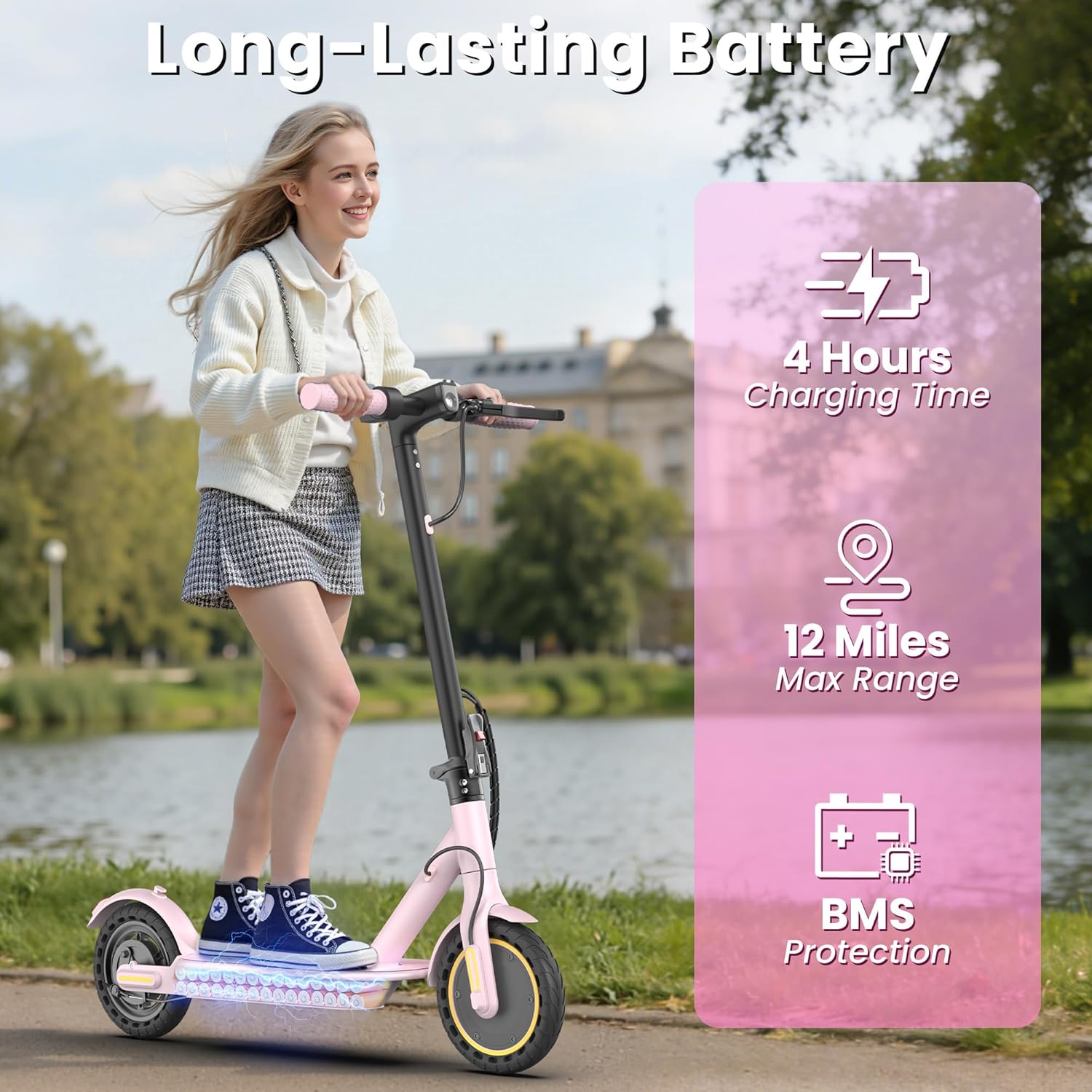 WERHY Foldable Kids Electric Scooter - 350W Motor, 12/16 Miles Range, 19 MPH Speed, Lightweight Design