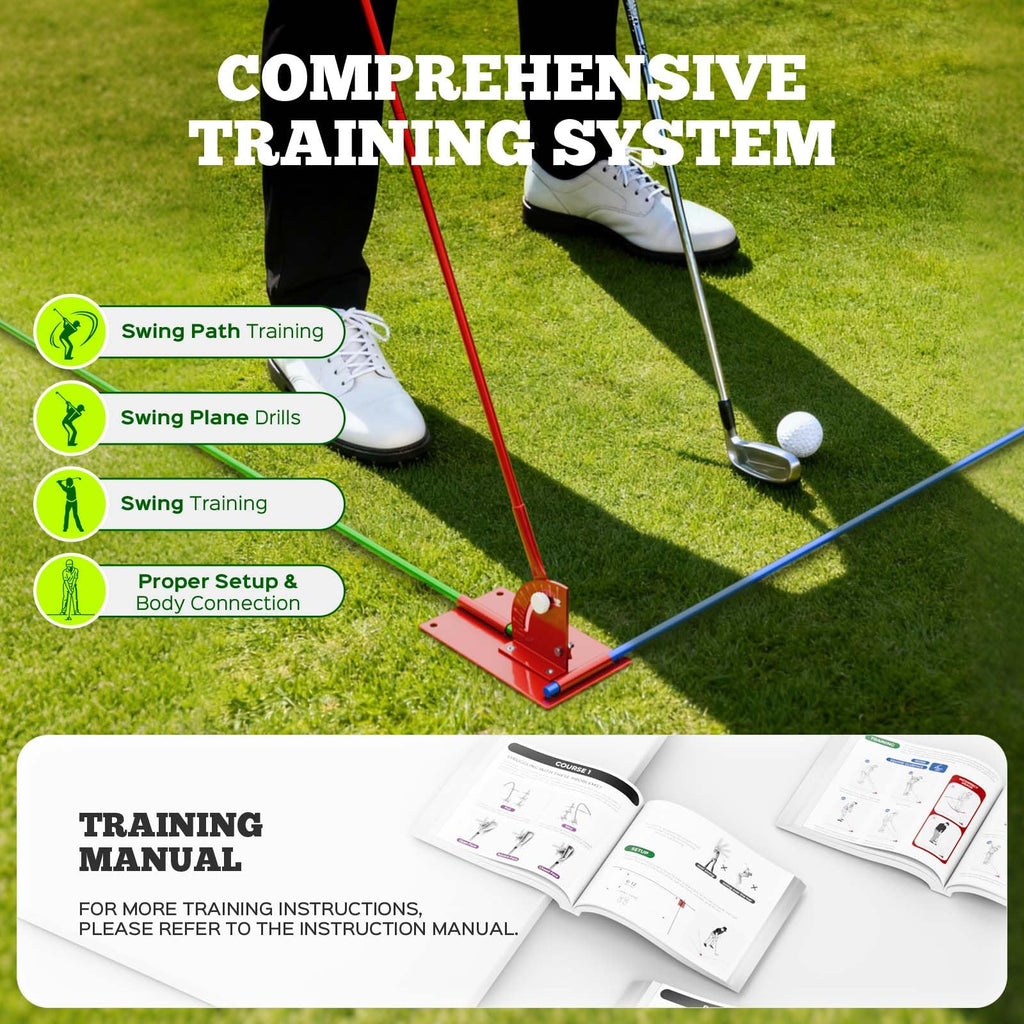 Zcoorey Golf Alignment Stick Holder - Metal Golf Alignment Sticks, Three-Hole Holder, Golf Swing Trainer with Training Manual, Golf Training Aid for Swing Plane & Swing Path