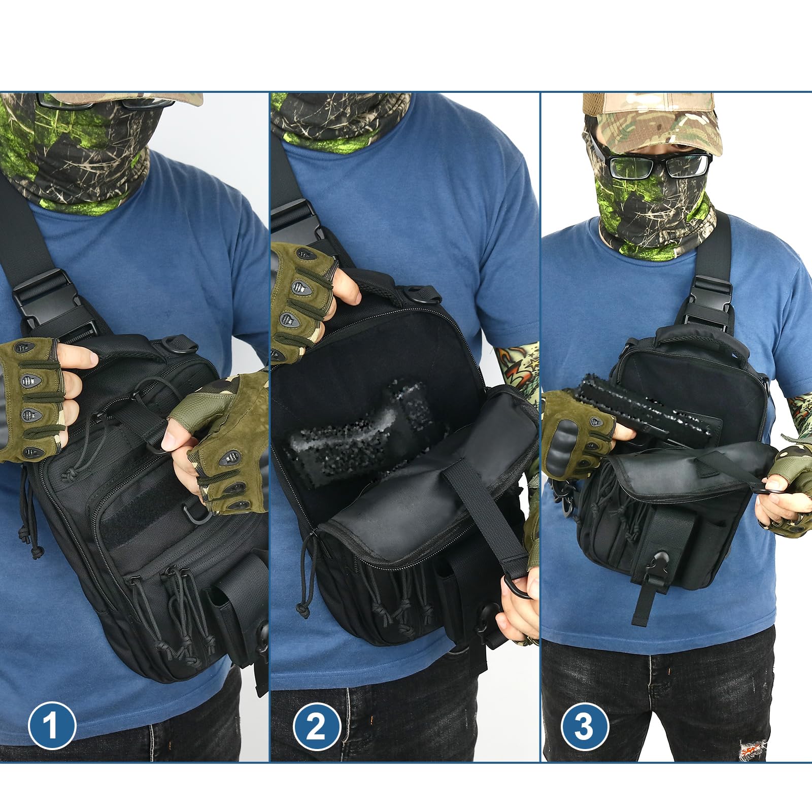 DegeTMVe Dual Pistol Holster Chest Bag Concealed Carry Sling Crossbody Tactical Gun Convertible Backpack Shooting Hunting