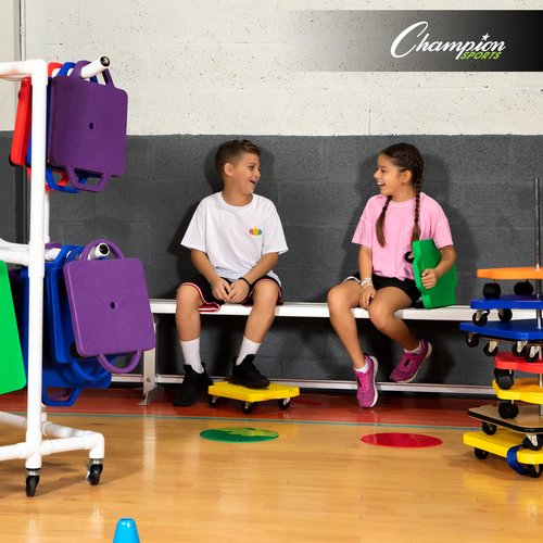 Champion Sports 12" Wood Scooter – Wooden Base with Full Bumper and Non-Marring Swivel Casters for Active Play & PE Class