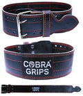 Weight Power Lifting Belt 4” Wide Cobra Grips Premium Genuine Leather Belt for Men & Women Adjustable Weightlifting Back Support (RED, Medium 32"-40")