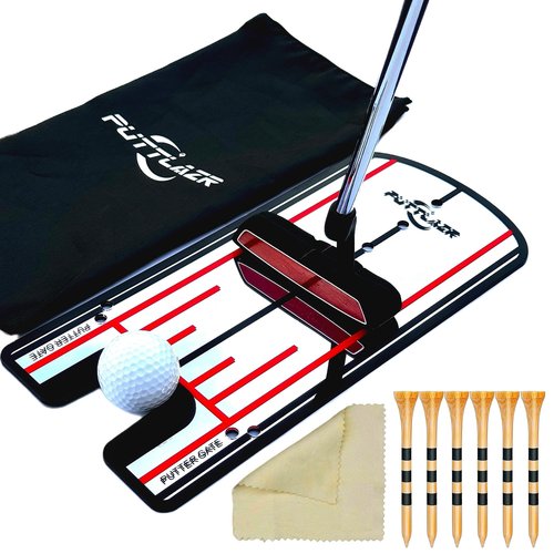 Golf Putting Mirror with 6 Tees, Putting Mirror Training Aid for Golf Practice Putting Trainer, Golf Gifts for Men
