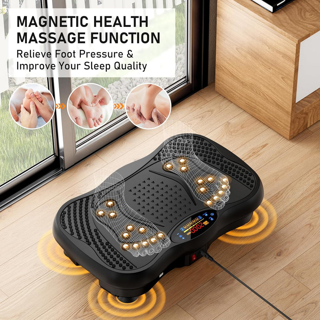 Skiennix Vibration Plate Exercise Machine - 130 Levels for Full Body Workout & Weight Loss | 450 Lbs Capacity with Resistance Bands & Bluetooth