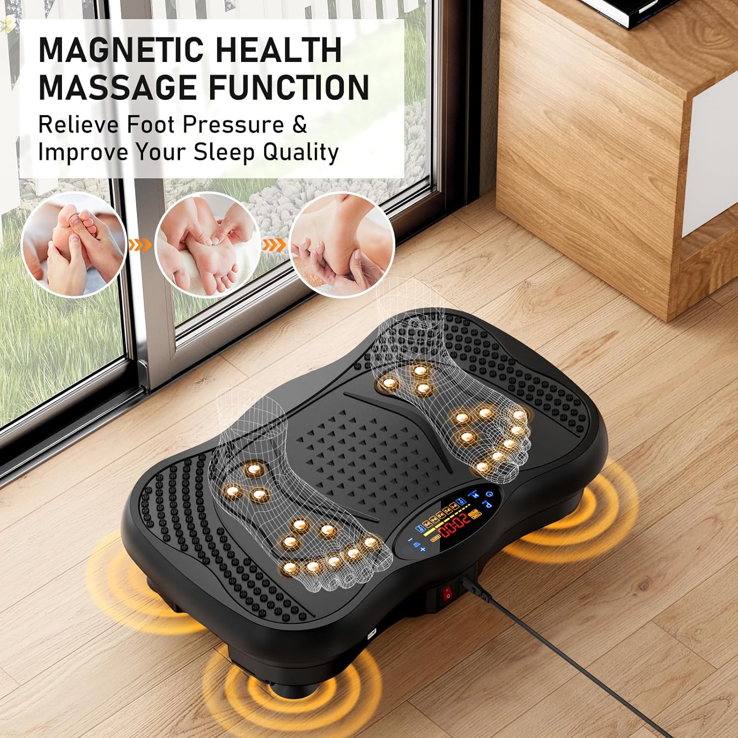 Skiennix Vibration Plate Exercise Machine - 130 Levels for Full Body Workout & Weight Loss | 450 Lbs Capacity with Resistance Bands & Bluetooth