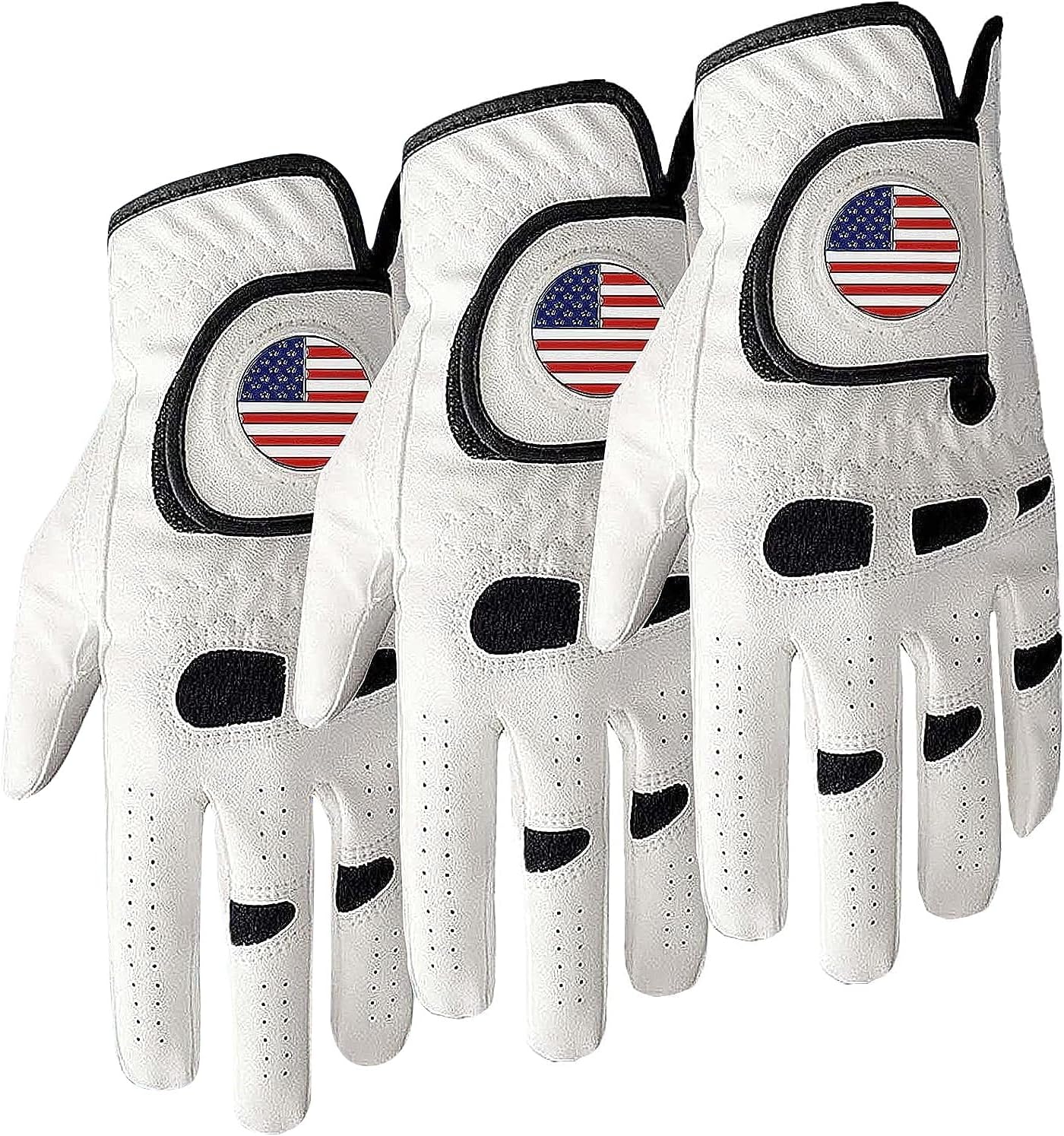 Amy Sport Golf Gloves - Soft Leather Grip for Left & Right-Handed Golfers | 3 Pack, Sizes S-3XL