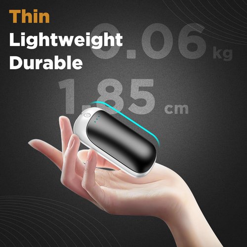 Lerat 2 Pack Hand Warmers Rechargeable, Portable Electric Hand Warmers Reusable, USB 2 in 1 Handwarmers, Outdoor/Indoor/Warm Gifts for Men Women Kids (White Black&White Black*2)