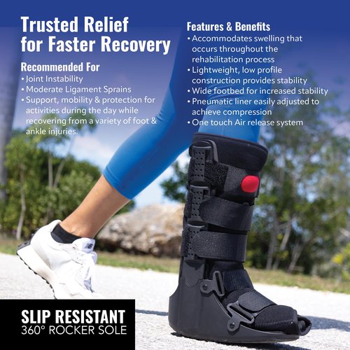 Braceapedia Rapid Recover Tall Walking Boot, Fracture Boot, Medical Grade Foot Brace for Fractures, Ankle Boot & Brace, Adjustable Air Pump, Sprain & Injury Recovery, Post Op Shoe for Injured Foot, Small