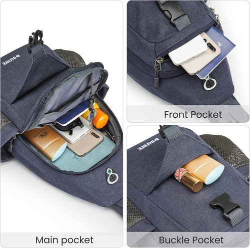 G4Free Canvas Sling Bag Crossbody Backpack with USB Charging Port & RFID Blocking, Hiking Daypack Chest Bag for Women Men