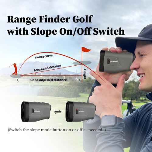 AILEMON Golf Rangefinder - 900 Yards Range Finder with Slope Switch & 6X Magnification | Black/Gray