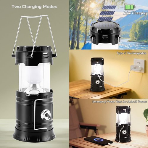 Lichamp Portable Solar Camping Lantern - USB Rechargeable LED Flashlight | 4-Pack Emergency Survival Kit