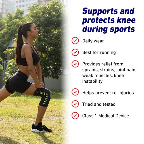 Neo-G Knee Compression Sleeve for Sports - Breathable, Lightweight, Elastic Knee Sleeve for running, Compression Knee Sleeve for knee pain, Meniscus Tear, Sprains, Strains, Injury Recovery - L