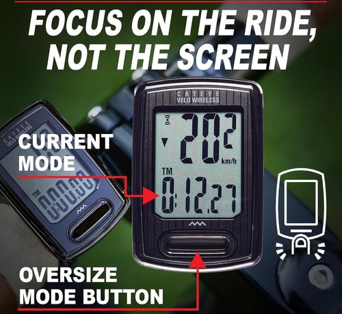 CATEYE Velo Wireless Bike Computer - Speedometer & Odometer with Calorie Tracking | Waterproof, Auto Start/Stop