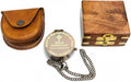 Skiennix Personalized Baptism Compass - Engraved Name & Date | Religious Keepsake Gift with Wooden Box & Leather Case