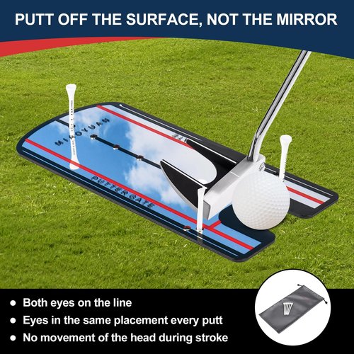 MIAOYUAN Golf Putting Alignment Mirror & Putting Cup Set – Portable Indoor Outdoor Training Aid for Swing Posture, Ball Path & Stroke Accuracy Improvement