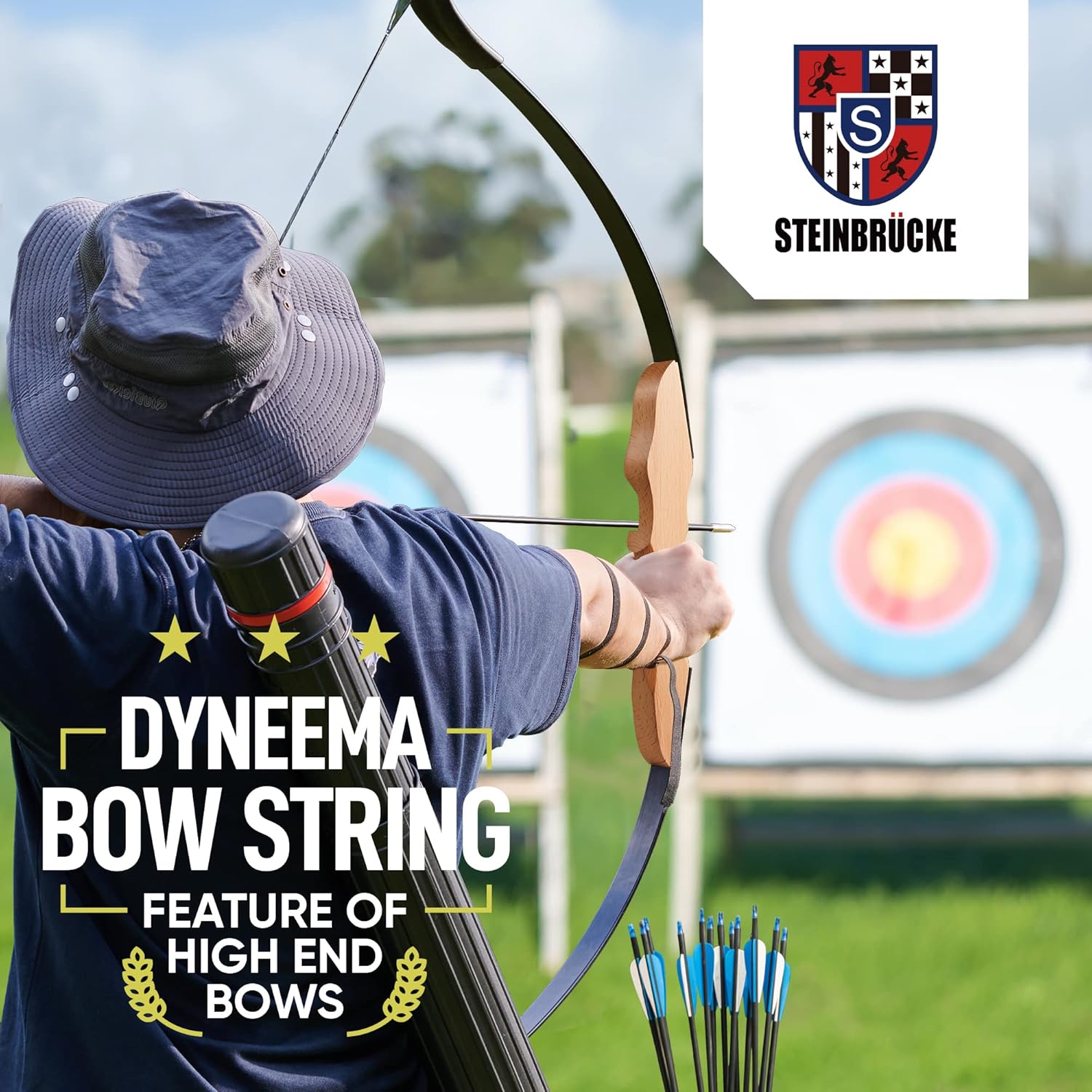 Skiennix 54” Recurve Bow - Lightweight Traditional Wood Takedown Bow for Adults & Beginners (40lbs)