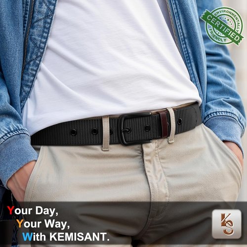 KEMISANT Men's Golf Belt - Durable Nylon Canvas for Jeans & Golf Pants | 1.5" Width, 7 Metal Holes
