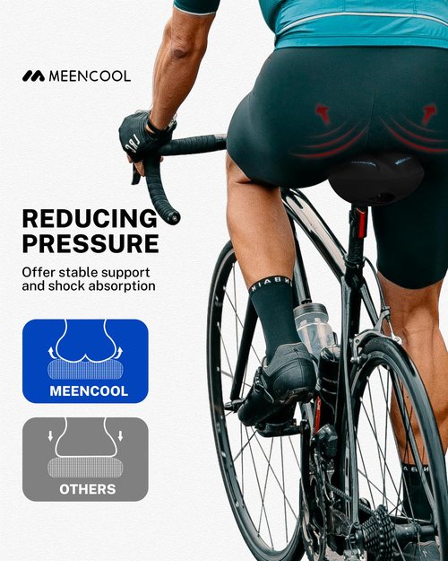 MEENCOOL Bike Seat Cushion - Gel Padded Bike Seat Cover for Men Women Comfort, Adjustable Velcro Secure Bicycle Seat Cushion Compatible with Peloton, Indoor & Outdoor Bicycle Seat(11"x7"，Blue)