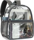 Fammart Clear Backpack Stadium Approved 12x6x12 - Kids & Small Adult Transparent Backpack for School, Work, Sports, Concerts - Clear Bag