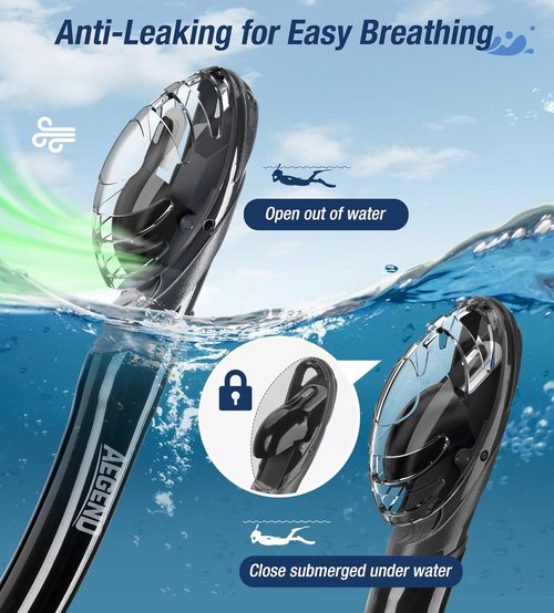 Aegend Diving Dry Snorkel - Top Dry Valve Snorkeling Gear for Adults & Youth | Ideal for Freediving & Swimming