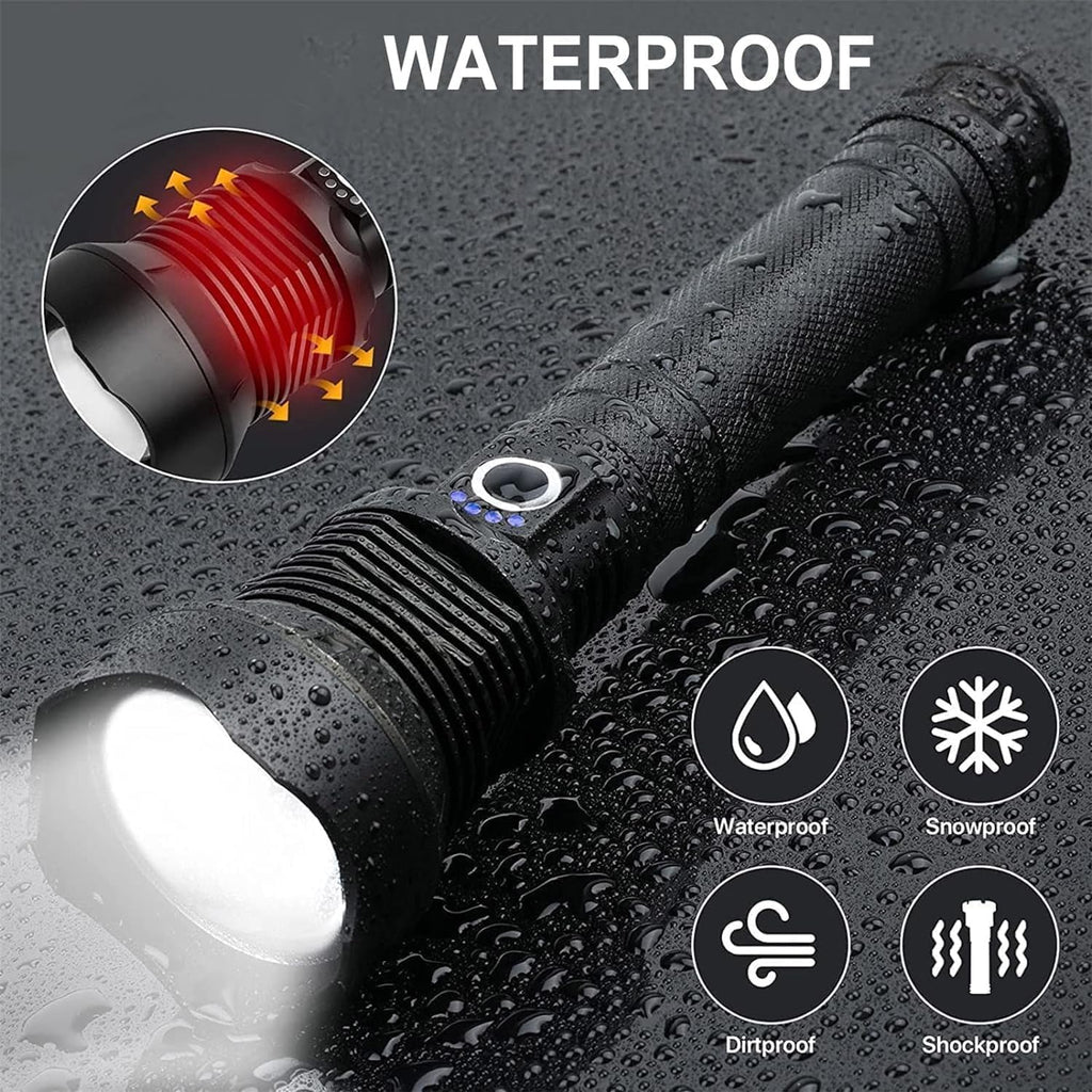 OMALIGHT Rechargeable LED Flashlight - 90,000 Lumens Super Bright Tactical Light | Waterproof, Zoomable, 10 Modes