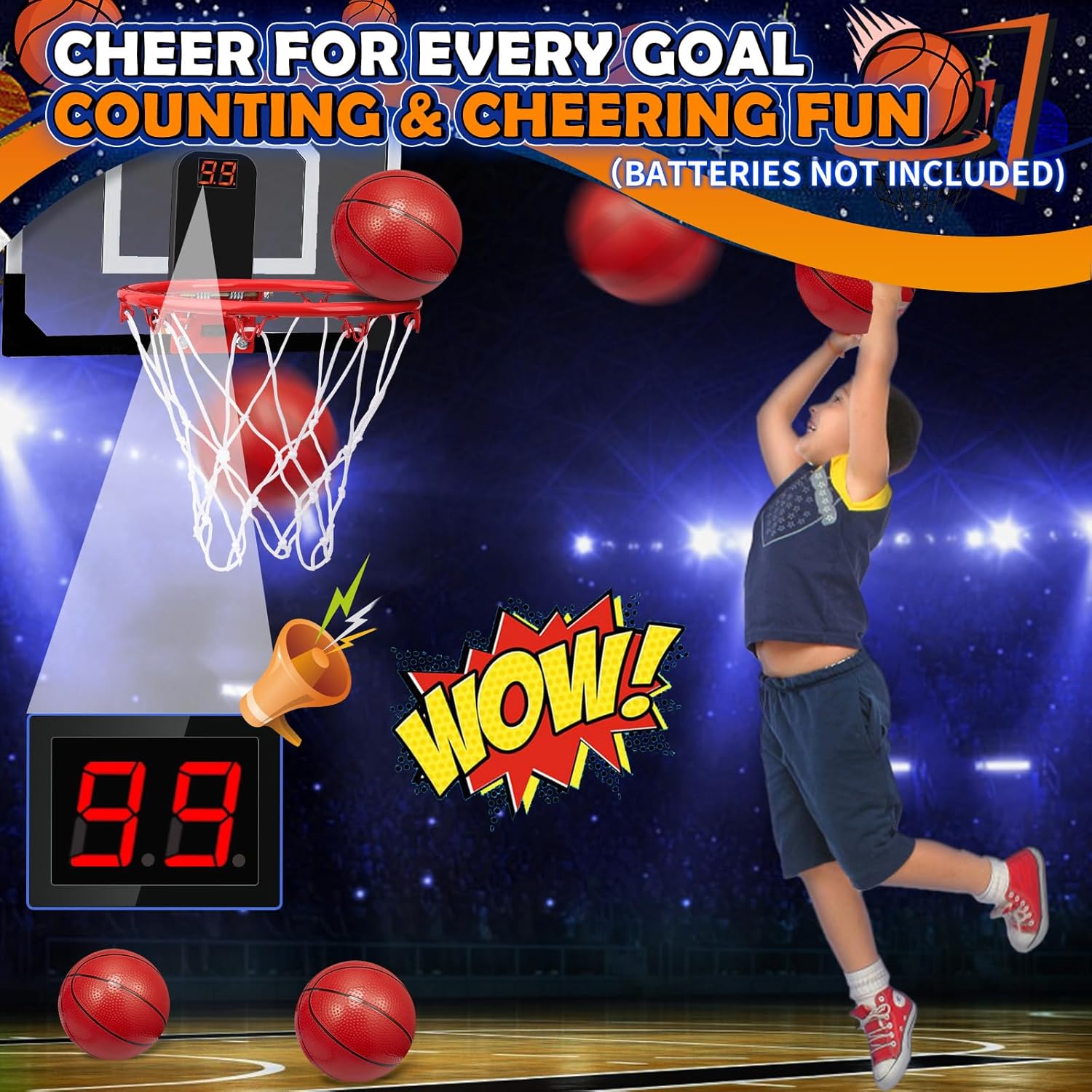 Skiennix Mini Basketball Hoop Set - Indoor Wall-Mount Basketball Goal with 4 Toddler Balls | Fun for Kids & Adults