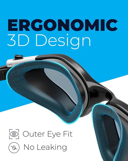 AqtivAqua Swimming Goggles - DX Wide View Anti-Fog Swim Goggles for Adults | Leak-Proof Design