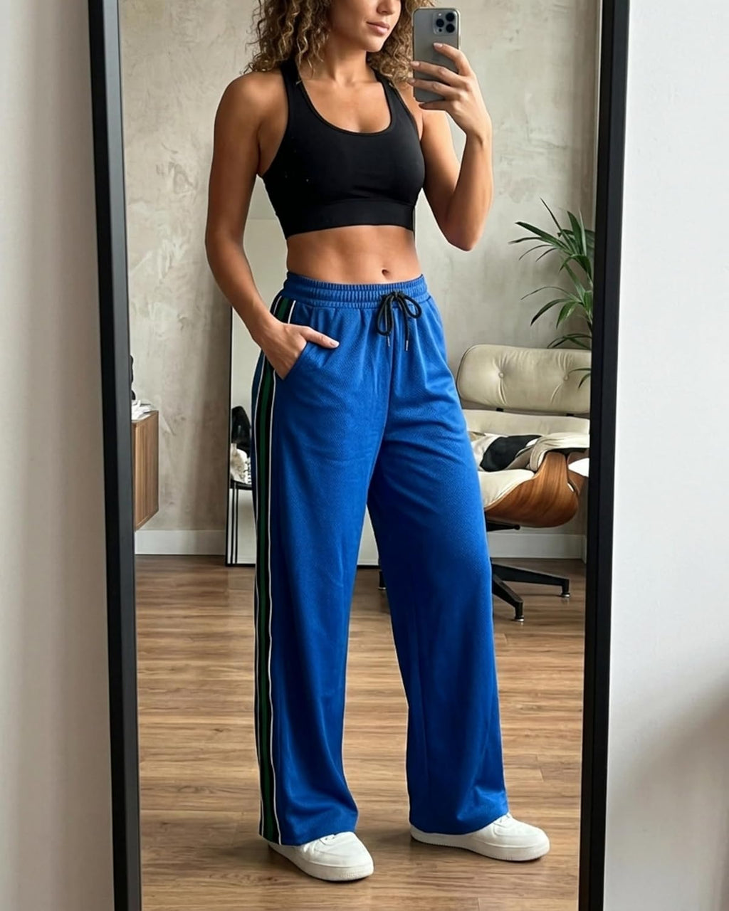 Skiennix Women's Wide-Leg Track Pants - High Waist, Quick-Dry Athletic Pants with Pockets