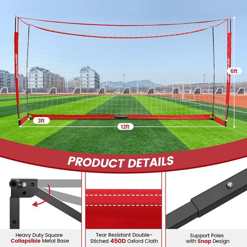 Bearwill Soccer Goal - 12X6FT Portable Soccer Net with Easy Setup & Upgraded Collapsible Base | Ideal for Backyard Practice