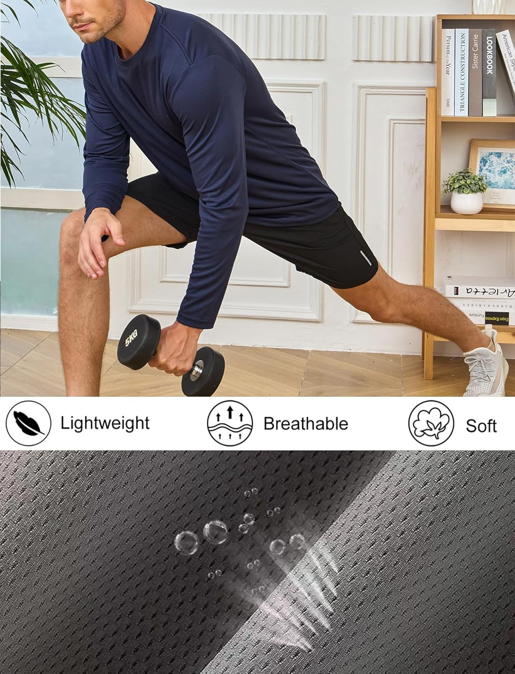 Skiennix Men's Long Sleeve Athletic Shirts - Quick Dry, Moisture-Wicking | 5-Pack for Gym & Running