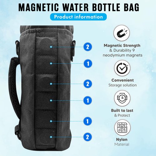 Magnetic Gym Bag – Water Bottle Holder with Strap | Crossbody Gym Pouch with Towel Hook & Phone Pocket | Hands-Free Bottle Carrier for Gym, Travel, & Outdoors