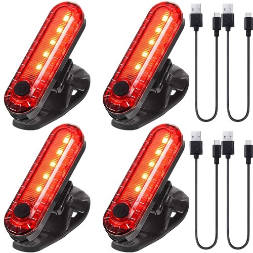 4 Pack USB Rechargeable LED Bike Tail Light,Bright Bicycle Rear Cycling Safety Flashlight, Night Essential Reflector Seat Back Safety Lamp,4 Light Mode Options for Adults Men Women Road Mountain
