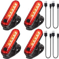 4 Pack USB Rechargeable LED Bike Tail Light,Bright Bicycle Rear Cycling Safety Flashlight, Night Essential Reflector Seat Back Safety Lamp,4 Light Mode Options for Adults Men Women Road Mountain