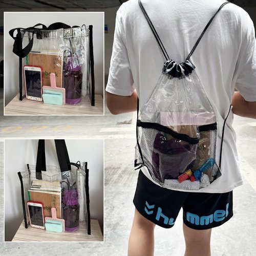 Clear Drawstring Bags by [Brand Name] | Stadium Approved Transparent Tote Bags - 2 Pack for Concerts & Events