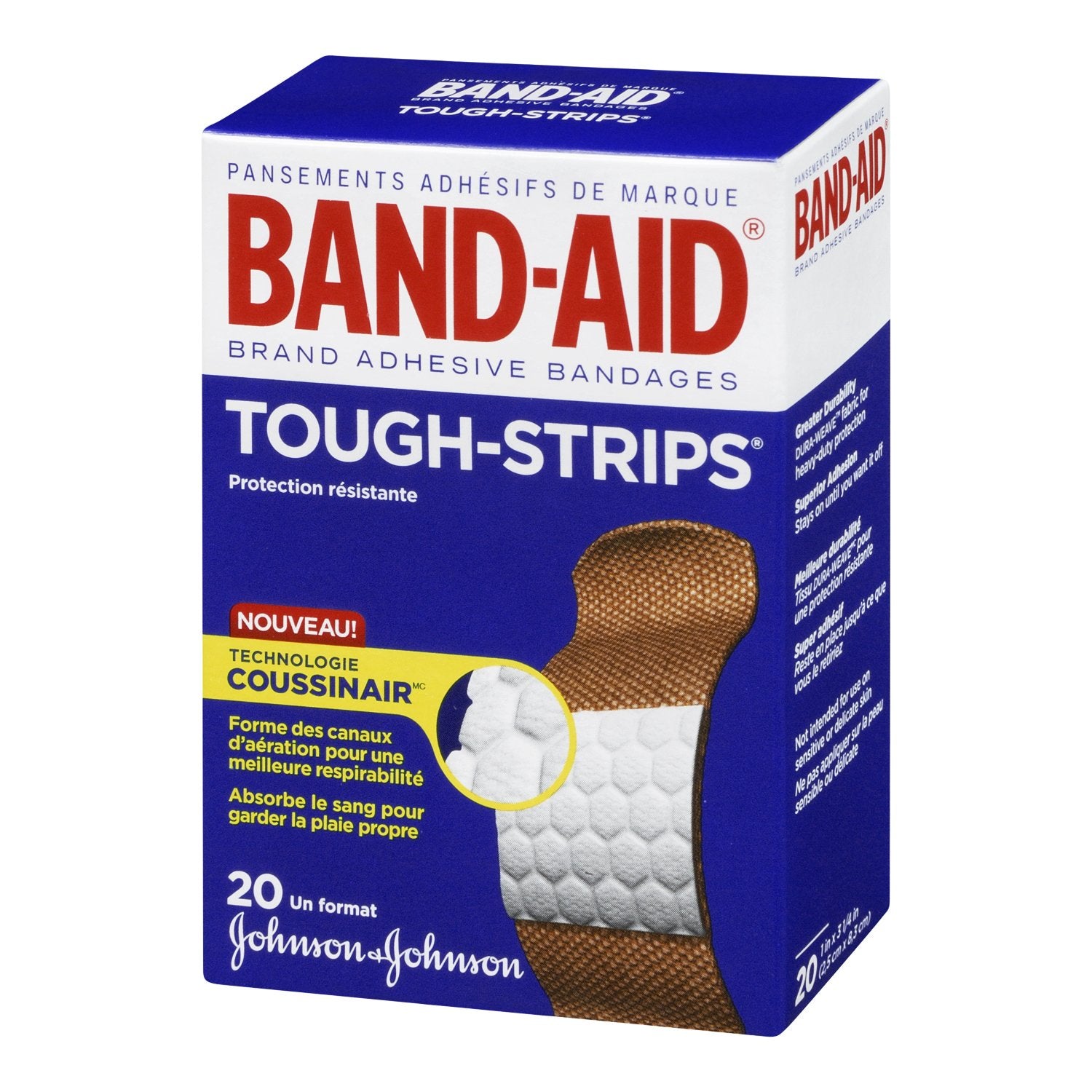 Band-Aid Brand Tough Strips Adhesive Bandage for Minor Cuts & Scrapes, All One Size, 20 ct (Pack of 2)