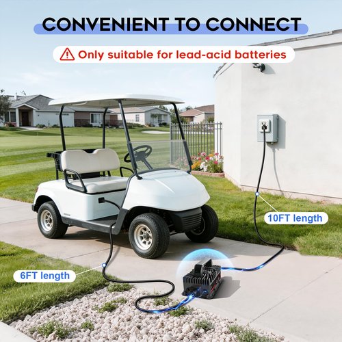 EPOWREY 48 Volt Golf Cart Battery Charger Onboard 15 AMP for EZGO TXT RXV/Club Car/Yamaha with Ring Terminals Plug