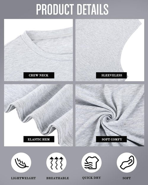 Taiyin 3 Pack Men's Big and Tall Tank Tops Quick Dry Muscle Workout Sleeveless T Shirts Summer Gym Active Undershirts (White, Light Gray, Black,3X-Large Big Tall)