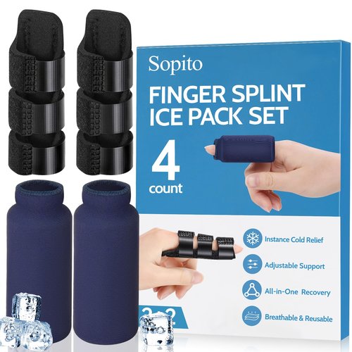 Sopito Finger Splint Ice Pack for Pain Relief, Straightening Arthritis, Knuckle Immobilization, Reusable Index, Middle, Ring Finger Brace