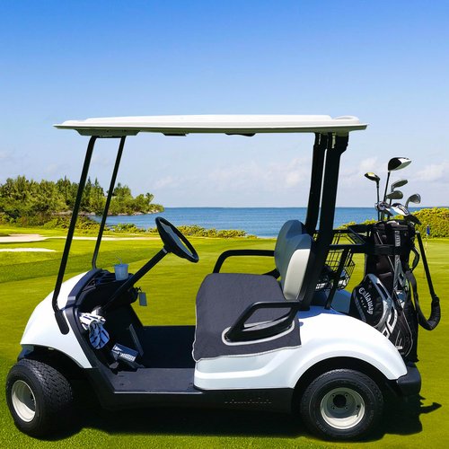 YOKYHOM Golf Cart Seat Covers for 2/4-Seater, Microfiber Seat Towel Blanket, Keeps Seats Cool, Clean & Comfortable, Fits EZGO, Club Car, Yamaha, 51"x31", Grey Black
