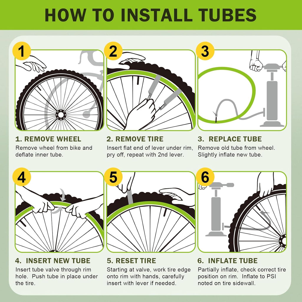 Skiennix Bike Inner Tube - 20/26" Butyl Tube with 35mm AV Schrader Valve & 2 Tire Levers | Durable & Versatile