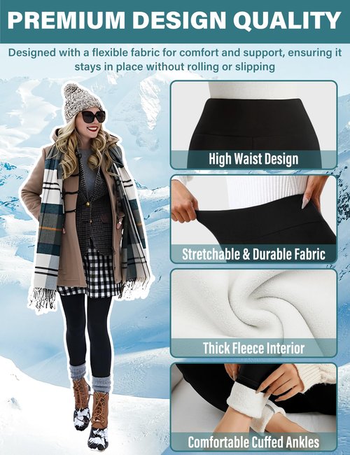HEGALY Thick Fleece Lined Leggings for Women Tummy Control High Waisted Workout Thermal Warm Soft Yoga Pants for Cold Winter Dark Brown
