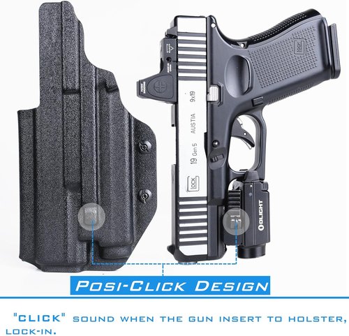 Glock - IWB Kydex Holster for G19/G17 with Light - Fits Olight Baldr S/MINI & Red Dot Optics